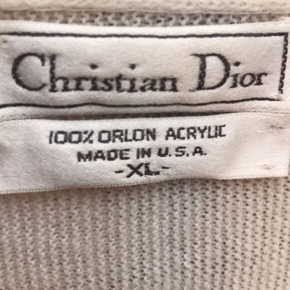 VINTAGE OLD MONEY CHRISTIAN DIOR LADIES XL CARDIGAN IVORY CREAM GRANNY CHIC - Picture 7 of 8